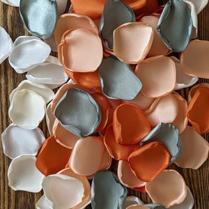 Sage and burnt orange rose petals for wedding table decorations, fall bridal shower decor, flower girl petals, bohemian wedding flowers toss