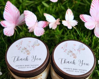 Butterfly Candle Favors – Bridal Shower or Baby Shower Gift – Personalized Soy Candle Tin – Spring Wedding Favors – Custom 4oz Party Candle