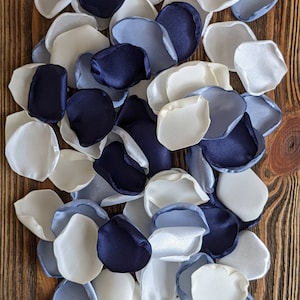 Wedding Decor, Navy Petals, Ivory Petals, Dusty Blue Petals, Wedding Decorations, Flower Petals, Bridal Shower Decor.