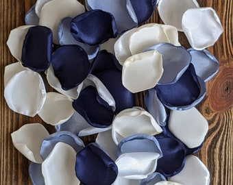 Navy dusty blue ivory rose petals for wedding decor-flowers or  floral simple centerpieces-baby shower table decoration-aisle runner toss