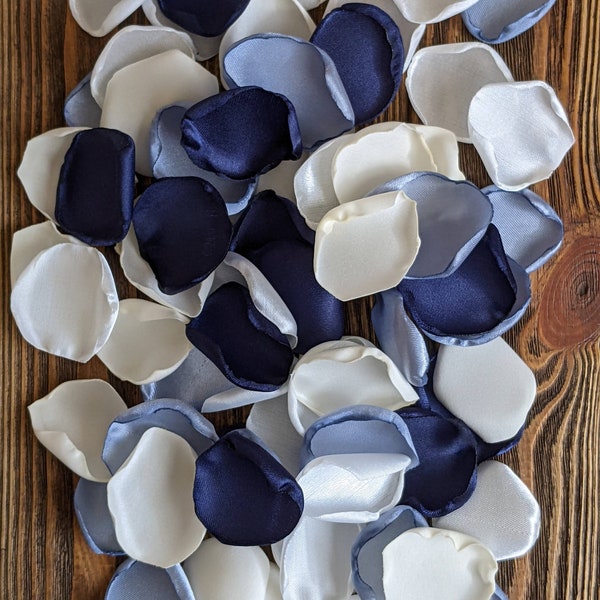Navy dusty blue ivory rose petals for wedding decor-flowers or  floral simple centerpieces-baby shower table decoration-aisle runner toss