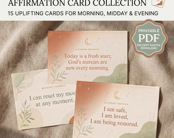 Christian Affirmation Cards Printable - Faith-Based Daily Devotional & Encouragement Cards for Morning and Evening