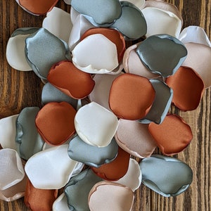 Dusty sage terracotta rose petals for wedding decor, bohemian flower petals for flower girl baskets, boho minimalist bridal shower confetti