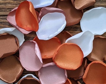 Copper and burnt orange flower petals for flower girl baskets and aisle runner decor, rustic or barn ceremony and reception toss for wedding
