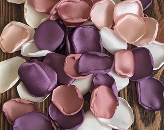 Wisteria blush and rose gold mix of rose petals for wedding aisle runner and table decorations-flower girl petals-purple ceremony decor toss