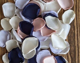 Ice blue blush navy ivory rose petals for gender reveal decor, baby shower bridal and wedding confetti toss, flower girl petals for baskets