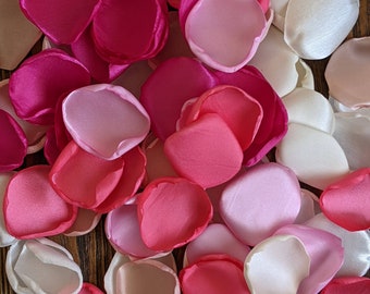 Wedding decor, Fuchsia coral pink blush mixture of rose petals for carousel party or baby shower, alternative birthday confetti, table decor