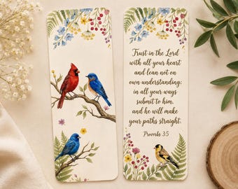 Christian Bookmark Set | Watercolor Floral Bible Verse Bookmarks | Proverbs Romans Philippians Scripture Gift for Women