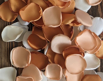 Terracotta mustard peach mix of rose petals for wedding decor, fall event or party decoration, sunset memorial table decor, flower girl toss