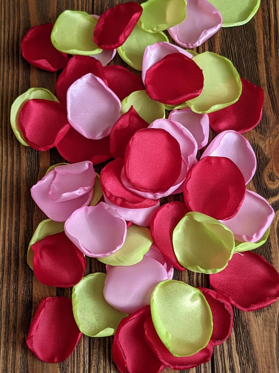 Red Pink and Green Rose Petals for Watermelon Birthday Decoration-party  Supplies for Cake Table Decor-wedding Flowers for Barn Exit Toss 