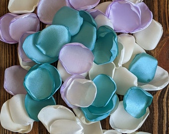 Wedding decor, Lavender aqua mixture of rose petals for party, under the sea or mermaid party alternative confetti, tropical table scatter