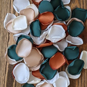 Wedding decor, Terracotta emerald romantic rose petals, flower girl baskets, barn aisle runner ceremony table decor, fall boho wedding toss
