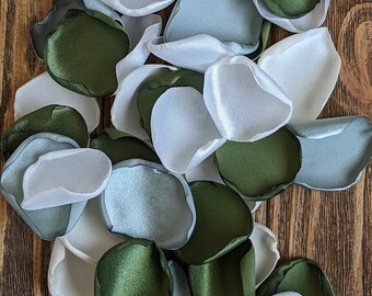 Dusty sage olive rose petals for wedding decor-flower girl petals for basket and aisle runner-fall rustic centerpieces-boho urban table toss