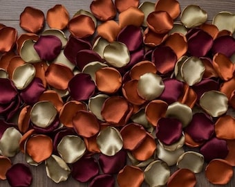Burgundy Gold Rust Rose Petals Rustic Wedding Decor Flower Girl Confetti Barn Ceremony
