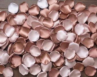 Blush Pink Rose Gold Satin Petals for Wedding Shower Decor Centerpieces Aisle Runner Table Scatter