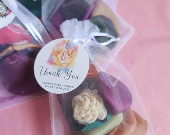 Princess Rose Petal Sachets with Sola Flower – Custom Scent & Color – Bridal Shower Favors, Wedding Gifts, Crown Theme Decor