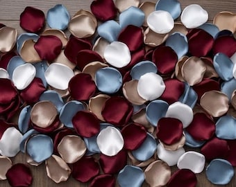 Burgundy Dusty Blue Taupe Rose Petals Wedding Ceremony Aisle Decor Flower Girl Toss Confetti