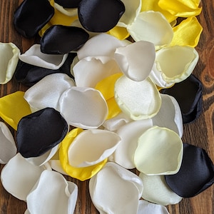 Black & Yellow Satin Rose Petals: Sunflower Wedding Decor