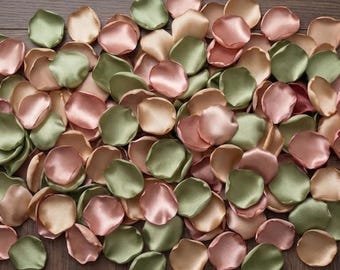 Sage Rose Gold Champagne Satin Petals Wedding Decor Bridal Ceremony Table Scatter Rustic Farmhouse Vintage Accessories