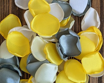 Yellow and dusty sage mixture of custom rose petals for wedding day decor-floristry accessories for flower girl baskets and boxes-confetti