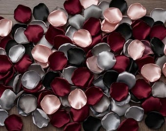 Burgundy Blush Satin Rose Petals Wedding Aisle Decor Flower Girl Basket Filler Bridal Shower Confetti