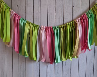 Cactus garland, taco bar shower ribbon garland, party garland, high chair banner, bridal shower decor, fiesta engagement, birthday party