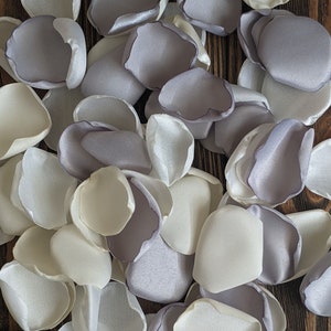 Silver mixture of rose petals for wedding decor, aisle runner decorations, flower girl petals for baskets, custom artificial flowers bulk