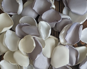 Silver mixture of rose petals for wedding decor, aisle runner decorations, flower girl petals for baskets, custom artificial flowers bulk