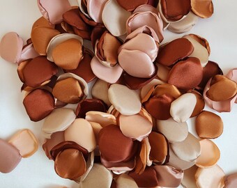 Fall wedding decor, peach rose gold terracotta mix of rose petals for wedding aisle runner decor, wedding cake and bridal shower decoration