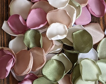 Wedding floral scatter for centerpieces, mauve sage olive rose petals for engagement and bridal shower decor, flower girl flowers for basket