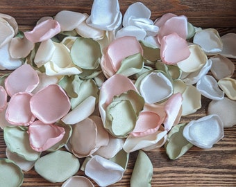 Sage and blush wedding decor-greenery rustic flower girl rose petals for baskets-minimalist centerpieces scatter-vase filler-custom toss