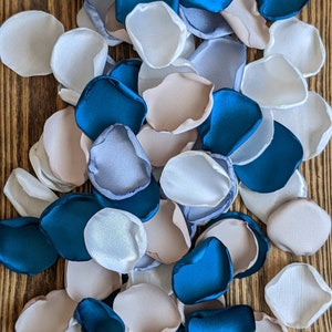 Wedding decor, dusty blue petals, teal rose petals, tan rose petals, wedding decorations, flower petals, bridal shower decor