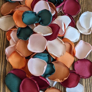 Wedding decor, Copper burgundy burnt orange rose petals for aisle runner, rustic bridal shower table confetti, party decoration flowers toss