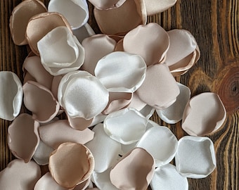 Wedding decor, Tan champagne rose petals for barn vows renewal, we still do unique venue decor for rustic or neutral party, floral confetti