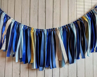 High chair garland-ribbon garland-nautical whale decorations-ribbon garland backdrop-wedding decorations-ocean party decor-blue birthday