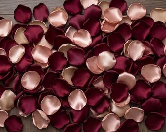 Burgundy Rose Gold Blush Satin Petals Wedding Confetti Party Decor Table Scatter