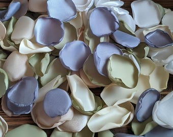 Sage dusty blue rose petals toss for wedding table decor, party decorations, aisle runner flowers, vase fillers, rustic barn wedding details