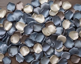 Dusty Blue Gray Satin Rose Petals for Wedding Aisle Toss Ceremony Flower Girl Decor Winter Elegant