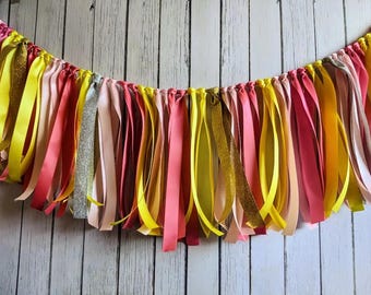 Pink Lemonade Ribbon Garland – Summer Party Decor, High Chair Banner, Baby Shower Backdrop