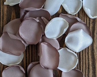 Taupe ivory rose petals for boho wedding, cards and gift box table decor, wedding cake and aisle runner decorations, flower girl confetti