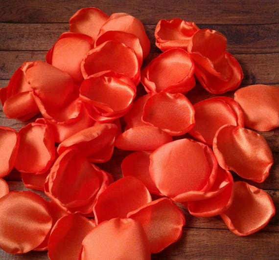 Orange rose petals for wedding toss, party decor confetti to scatter, table centerpieces, flower girl accessories, country barn aisle ideas