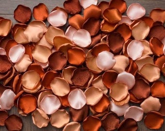 Rust Blush Peach Satin Rose Petals for Wedding Aisle Decor Flower Girl Toss Confetti