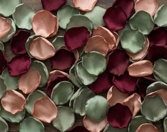 Rose Gold Burgundy Dusty Sage Wedding Petals Boho Flower Girl Basket Rustic Aisle Runner Confetti Decor