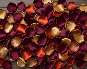 Burgundy Gold Terracotta Rose Petals Autumn Wedding Decor Rustic Boho Fall Bridal Shower Flower Girl