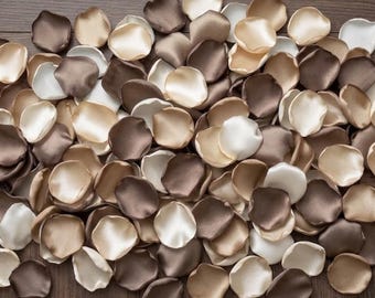 Taupe Champagne Satin Rose Petals Boho Wedding Decor Neutral Bridal Shower Flower Ceremony Arch