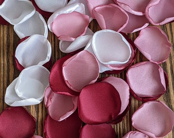 Dusty rose ivory and burgundy rose petals for wedding or birthday decoration, party decor confetti supplies for barn western bridal shower