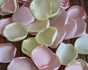 Wedding decor-Lemonade bridal shower-yellow and blush pink rose petals for table decorations-pink lemonade baby shower or birthday scatter