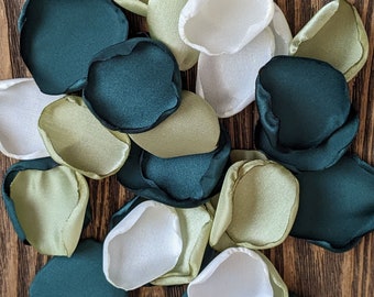Forest wedding table decor, sage and emerald mixture of rose petals for bridesmaid and bride gifts, bridal shower and bachelorette confetti