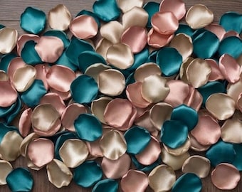 Teal Rose Gold Champagne Satin Petals Wedding Decor Supplies Bridal Shower Party Table Decorations