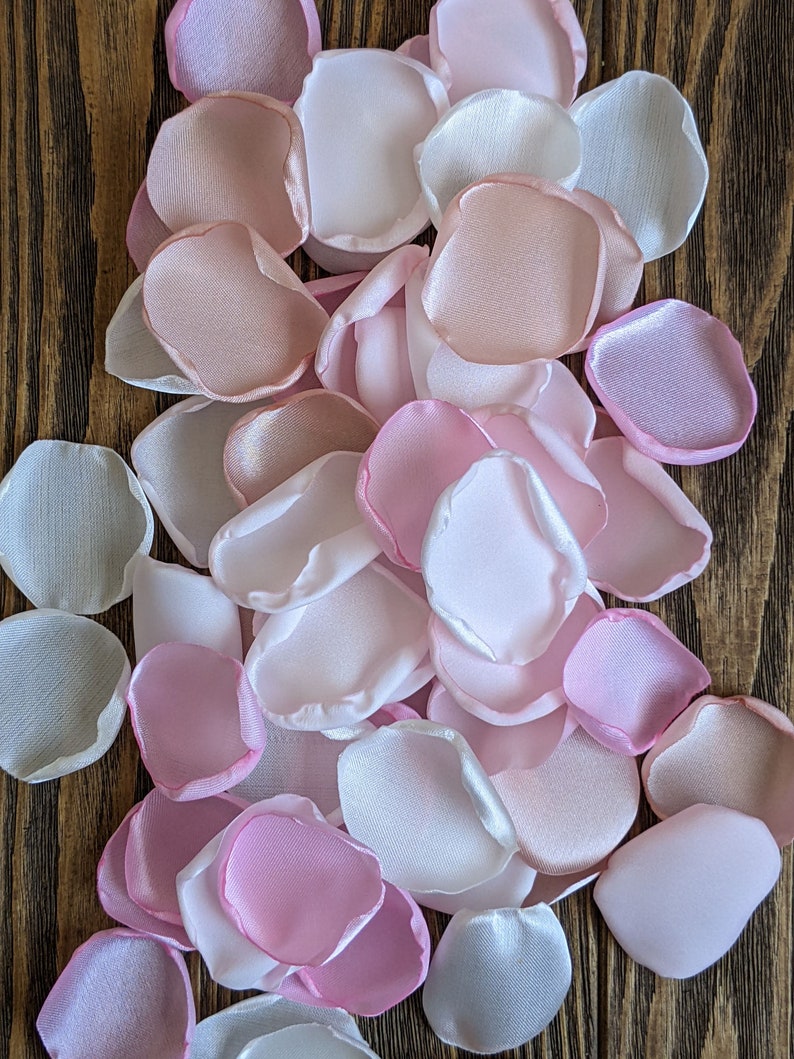 Blush and white rose petals for heaven sent baby girl shower decor or first communion-baptism party decorations-classic table centerpieces image 4